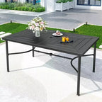 7pc Outdoor Dining Set: Steel Table, Wicker Chairs, Cushions - Captiva Designs
