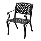 Oakland Living 95" Rectangular Modern Outdoor Mesh Lattice Aluminum Patio Dining Set with 8 Arm Chairs Black