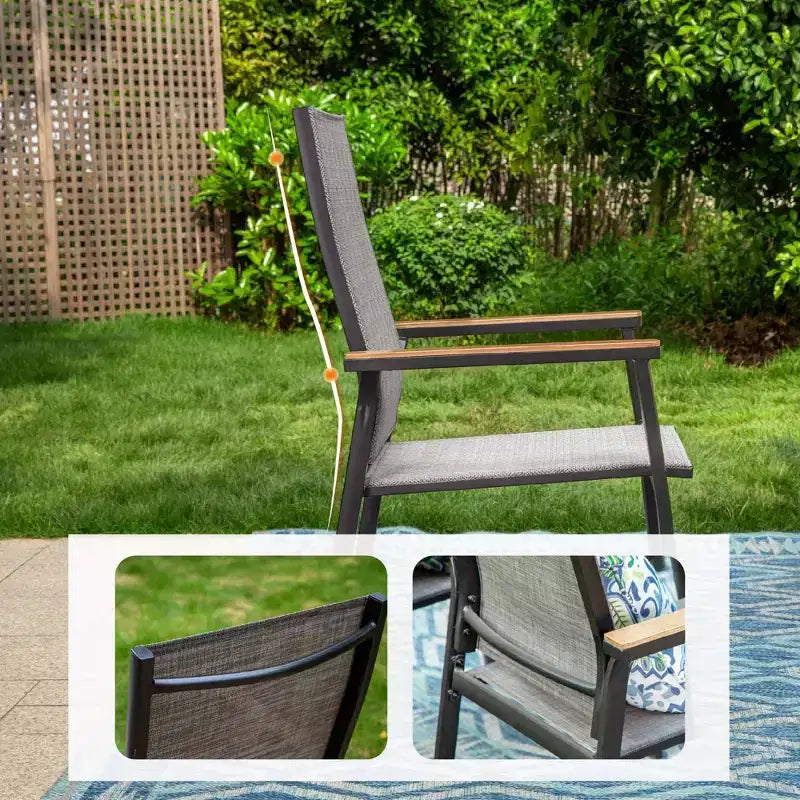3pc Patio Dining Set with Small Square Table with Umbrella Hole & Lightweight Sling Chairs - Captiva Designs: Outdoor Furniture for Balcony