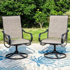 5pc Patio Set with Square Table & Steel 360 Swivel Sling Arm Chairs - Captiva Designs