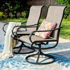 5pc Patio Set with Square Table & Steel 360 Swivel Sling Arm Chairs - Captiva Designs