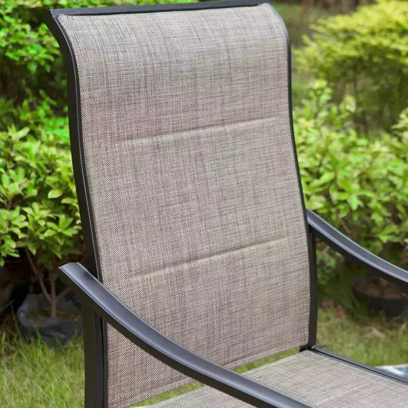5pc Patio Set with Square Table & Steel 360 Swivel Sling Arm Chairs - Captiva Designs