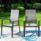 7pc Patio Dining Set with Rectangle Table with 1.57" Umbrella Hole & Aluminum Arm Chairs - Captiva Designs