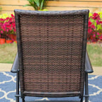 Ensemble de salle à manger d'extérieur 7 pièces Captiva Designs avec chaises en osier réglables et table en acier – Comprend un trou pour parasol