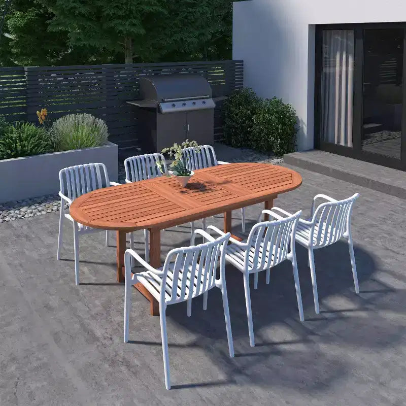 Amazonia Beijo 7pc Oval Outdoor Patio Dining Set White