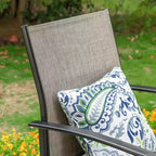 7pc Patio Dining Set with Faux Wood/Steel Table with Umbrella Hole & Sling Arm Chairs - Captiva Designs