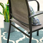 7pc Patio Dining Set with Faux Wood/Steel Table with Umbrella Hole & Sling Arm Chairs - Captiva Designs