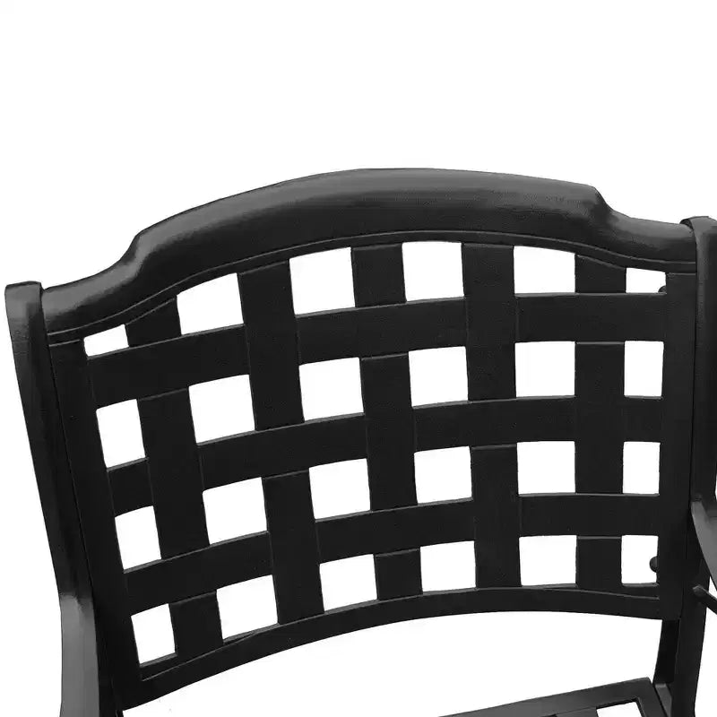 9pc Outdoor Dining Set with 95" Modern Mesh Lattice Aluminum Oval Table & Checker Arm Chairs - Oakland Living