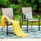 5pc Patio Dining Set with Round Table & Sling Arm Chairs - Captiva Designs: Weather-Resistant, Steel Frame