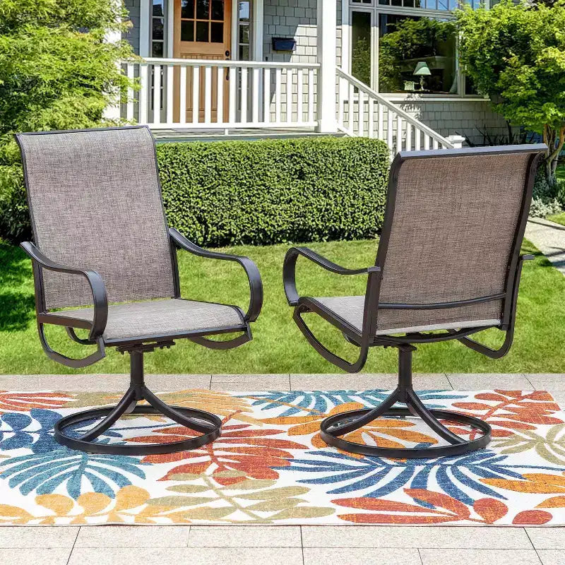 5pc Patio Dining Set with 28" Square Gas Fire Pit Table & Swivel Arm Chairs - Captiva Designs: Outdoor Seating, Rust-Resistant
