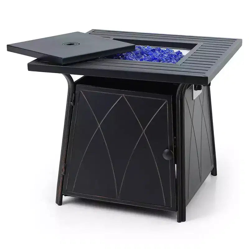 5pc Patio Dining Set with 28" Square Gas Fire Pit Table & Swivel Arm Chairs - Captiva Designs: Outdoor Seating, Rust-Resistant
