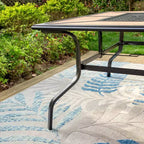 7pc Outdoor Dining Set with Swivel Chairs & Faux Wood/Metal Table with Umbrella Hole - Captiva Designs: Powder-Coated Steel Frame