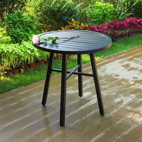 3pc Patio Dining Set with Small Round Steel Table & Sling Chairs - Captiva Designs: Outdoor Furniture for Balcony or Deck