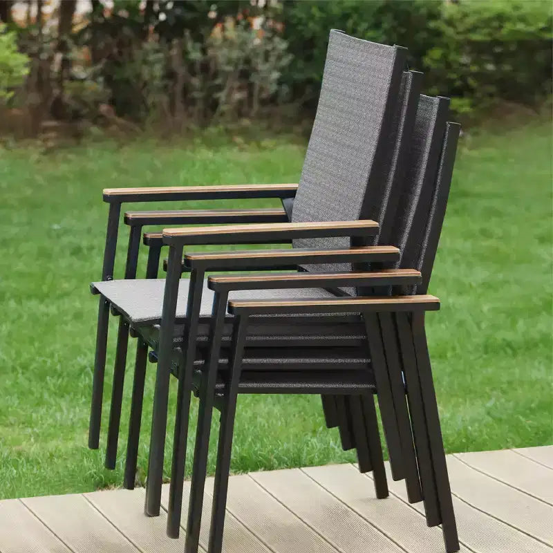 3pc Patio Dining Set with Small Round Steel Table & Sling Chairs - Captiva Designs: Outdoor Furniture for Balcony or Deck