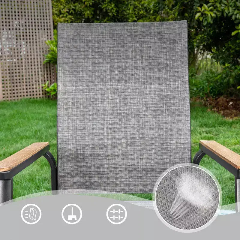 3pc Patio Dining Set with Small Round Steel Table & Sling Chairs - Captiva Designs: Outdoor Furniture for Balcony or Deck