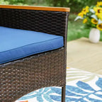 Ensemble de salle à manger d'extérieur 5 pièces avec chaises en osier avec coussins et table ronde en métal avec trou pour parasol - Bleu - Captiva Designs