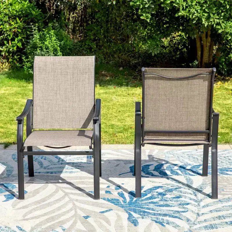 7pc Patio Dining Set with Rectangle Table with 1.57" Umbrella Hole & Sling Arm Chairs - Captiva Designs