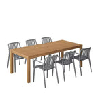 Amazonia Beijo 7pc Rectangular Outdoor Patio Dining Set Gray