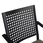 5pc Outdoor Dining Set with Swivel Chairs with Cushions & Round Metal Table with Umbrella Hole - Black - Captiva Designs