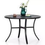 5pc Outdoor Dining Set with Swivel Chairs with Cushions & Round Metal Table with Umbrella Hole - Black - Captiva Designs