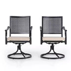 5pc Outdoor Dining Set with Swivel Chairs with Cushions & Round Metal Table with Umbrella Hole - Black - Captiva Designs