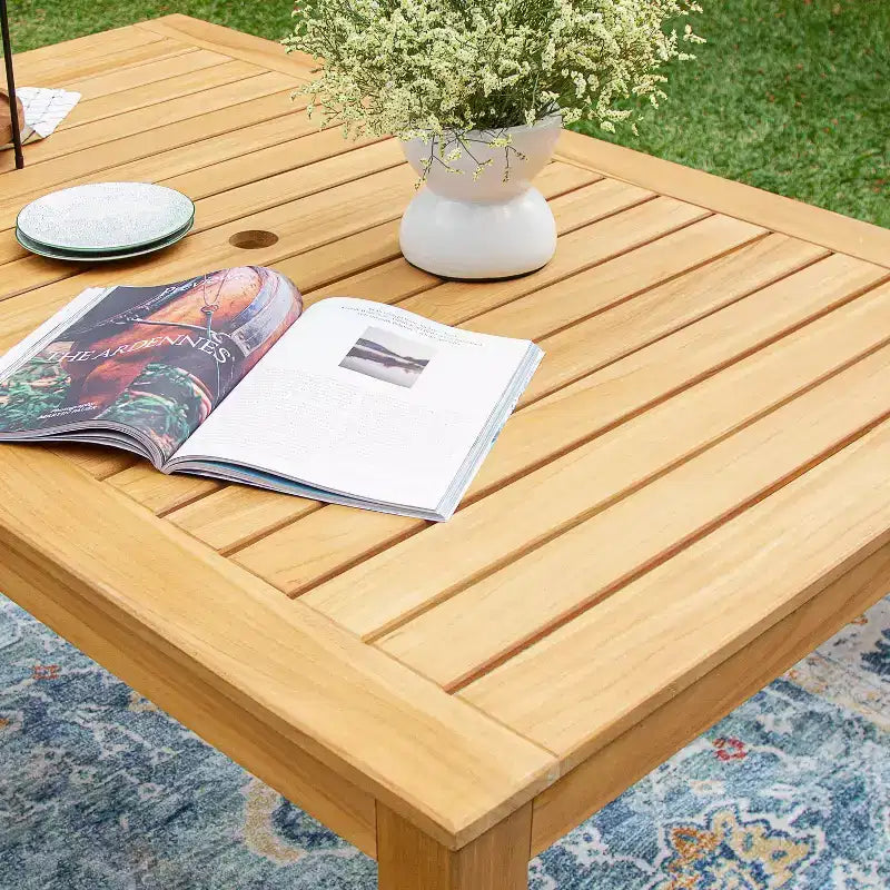 Sonoma Lane Azle 5pc Teak Outdoor Patio Dining Set with Honey Twist Wicker - Weather-Resistant