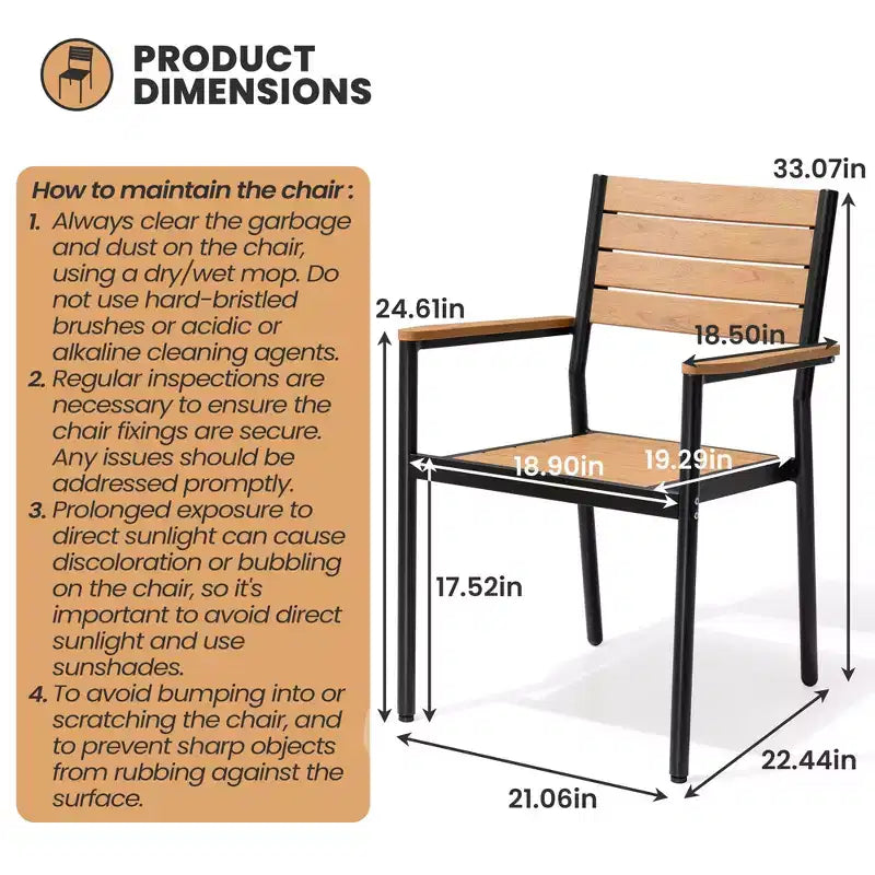 Crestlive Products 7pc Outdoor Dining set for 6 People Patio Rectangle Table Aluminum Frame with Wood-Like Tabletop and Umbrella Hole