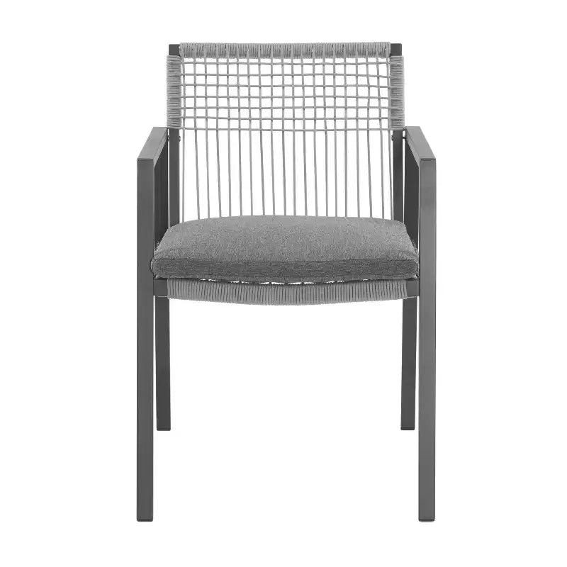 Christopher Knight Home Brooks 7 pcs Outdoor Aluminum and Wood Dining Set with Woven Rope, Gray/Black/Silver
