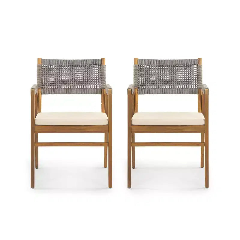 Christopher Knight Home Adeline 7 Pieces Rustic Patio Acacia Upholstered Dining Set