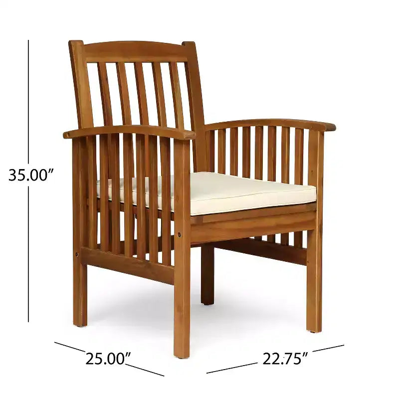 Christopher Knight Home Valmont Outdoor Acacia Wood 5 Piece Dining Set with Cushion, Teak/Cream