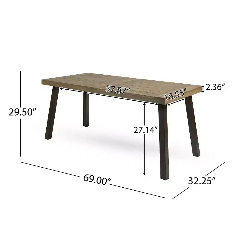 Ensemble de salle à manger d'extérieur 7 pièces en bois d'acacia Christopher Knight Home Safire avec coussins