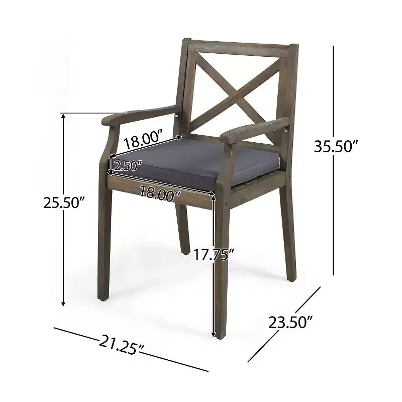 Ensemble de salle à manger d'extérieur 7 pièces en bois d'acacia Christopher Knight Home Safire avec coussins
