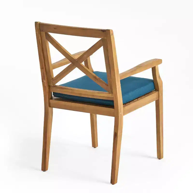Ensemble de salle à manger d'extérieur 7 pièces en bois d'acacia Christopher Knight Home Safire avec coussins