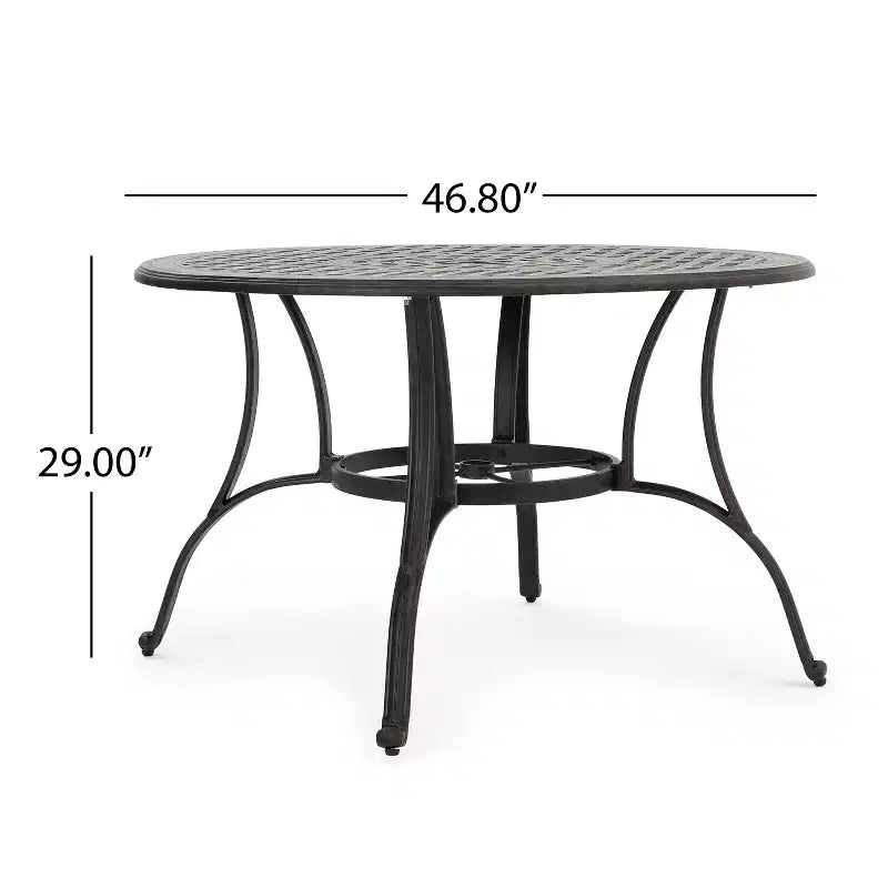 Christopher Knight Home Alfresco Outdoor Aluminum 5 Piece Dining Set with Lattice Design and Umbrella Hole, Bronze