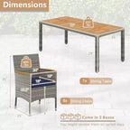 Costway 9 PCS Patio Dining Set for 8 Table and PE Rattan Chairs with 2 Umbrella Hole Navy/White