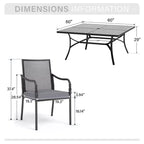 Captiva Designs 9pc Patio Dining Set with Spacious Slat-top Square Metal Table & Steel Frame Chairs