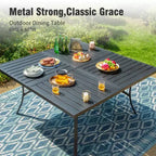 Captiva Designs 9pc Spacious Slat-top Square Metal Table & Rattan Metal Chairs with Thick Cushions