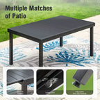 Captiva Designs 9pc Patio Dining Set with Slat-top Adjustable Steel Rectangle Table & Textilene Swivel Chairs