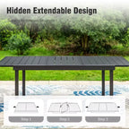 Captiva Designs 9pc Patio Dining Set with Slat-top Adjustable Steel Rectangle Table & Textilene Swivel Chairs