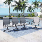 Captiva Designs 9pc Patio Dining Set with Slat-top Adjustable Steel Rectangle Table & Textilene Swivel Chairs
