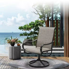 Captiva Designs 9pc Patio Dining Set with Slat-top Adjustable Steel Rectangle Table & Textilene Swivel Chairs