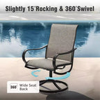 Captiva Designs 9pc Patio Dining Set with Slat-top Adjustable Steel Rectangle Table & Textilene Swivel Chairs