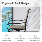 Captiva Designs 9pc Patio Dining Set with Slat-top Adjustable Steel Rectangle Table & Textilene Swivel Chairs