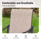 Captiva Designs 9pc Patio Dining Black Steel Rectangle Table & Brown Textilene Fixed Chairs
