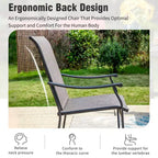 Captiva Designs 9pc Patio Dining Black Steel Rectangle Table & Brown Textilene Fixed Chairs