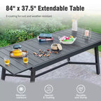 Captiva Designs 9pc Patio Dining Black Steel Rectangle Table & Brown Textilene Fixed Chairs