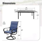 Captiva Designs 9pc Patio Dining Set with Slat-top Adjustable Steel Rectangle Table & Padded Textilene Swivel Chairs