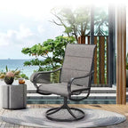 Captiva Designs 9pc Patio Dining Set with Slat-top Adjustable Steel Rectangle Table & Padded Textilene Swivel Chairs