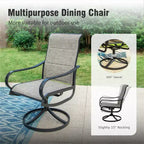 Captiva Designs 9pc Patio Dining Set with Slat-top Adjustable Steel Rectangle Table & Padded Textilene Swivel Chairs