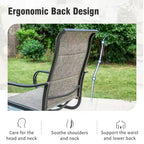 Captiva Designs 9pc Patio Dining Set with Slat-top Adjustable Steel Rectangle Table & Padded Textilene Swivel Chairs